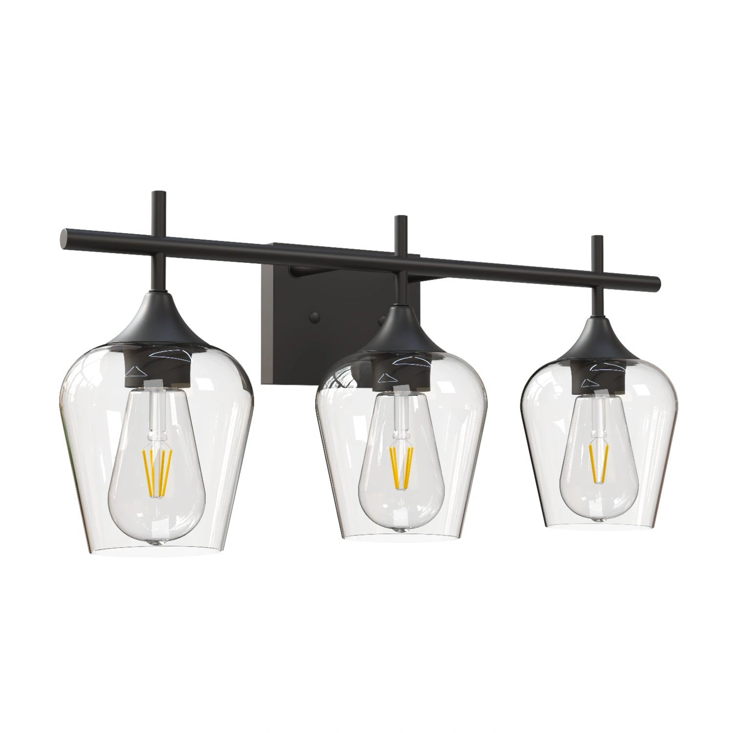 3-Lights Bathroom Vanity Glass Wall Sconce