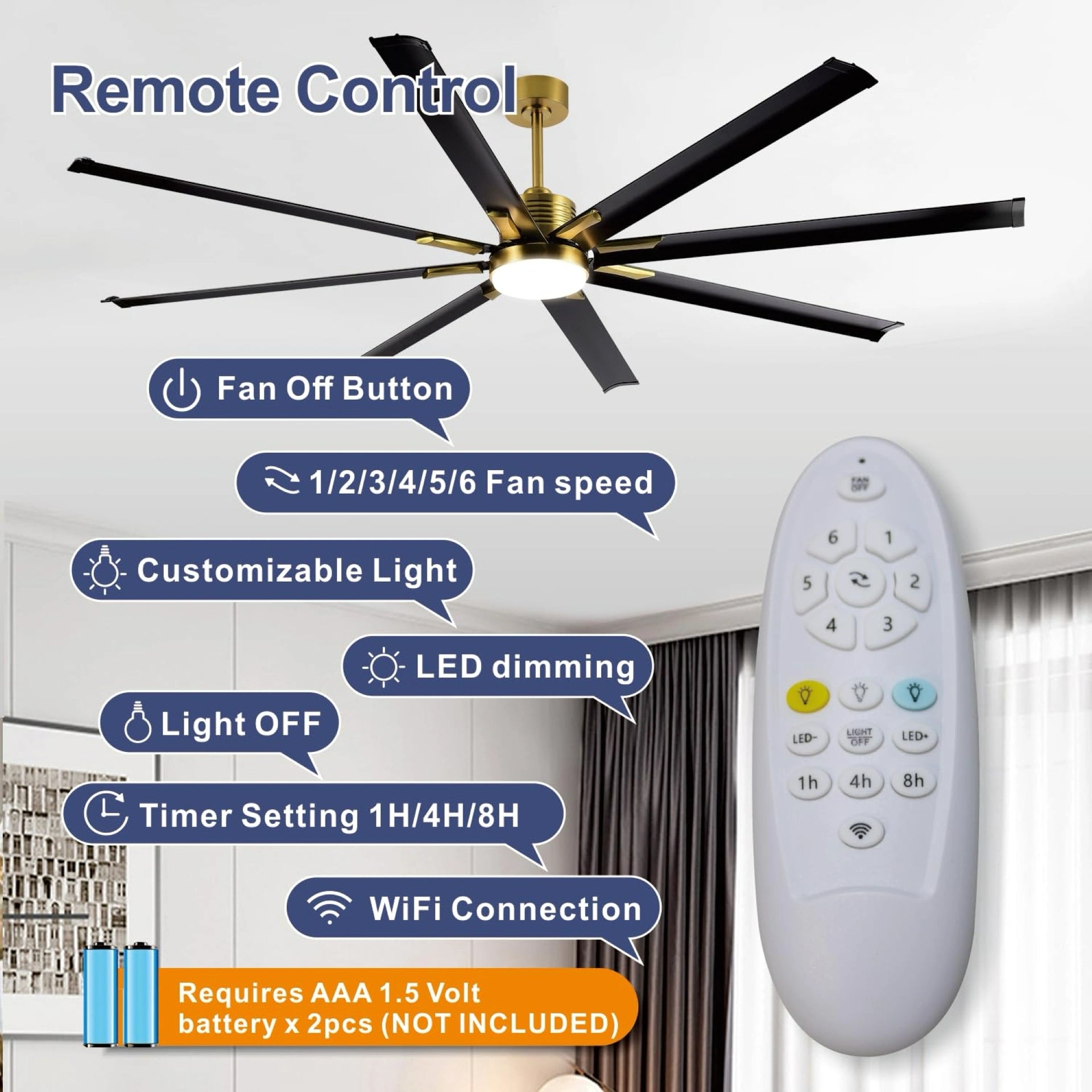 72/65Inch Ceiling Fan With Lighting And Remote Control, With Application And Voice Control, Invisible Fan Light, Ceiling Fan And Light, Ceiling Fan, Fan, Bedroom Decoration And Accessories, Ceiling Light, Room Decoration, Bedroom Decoration