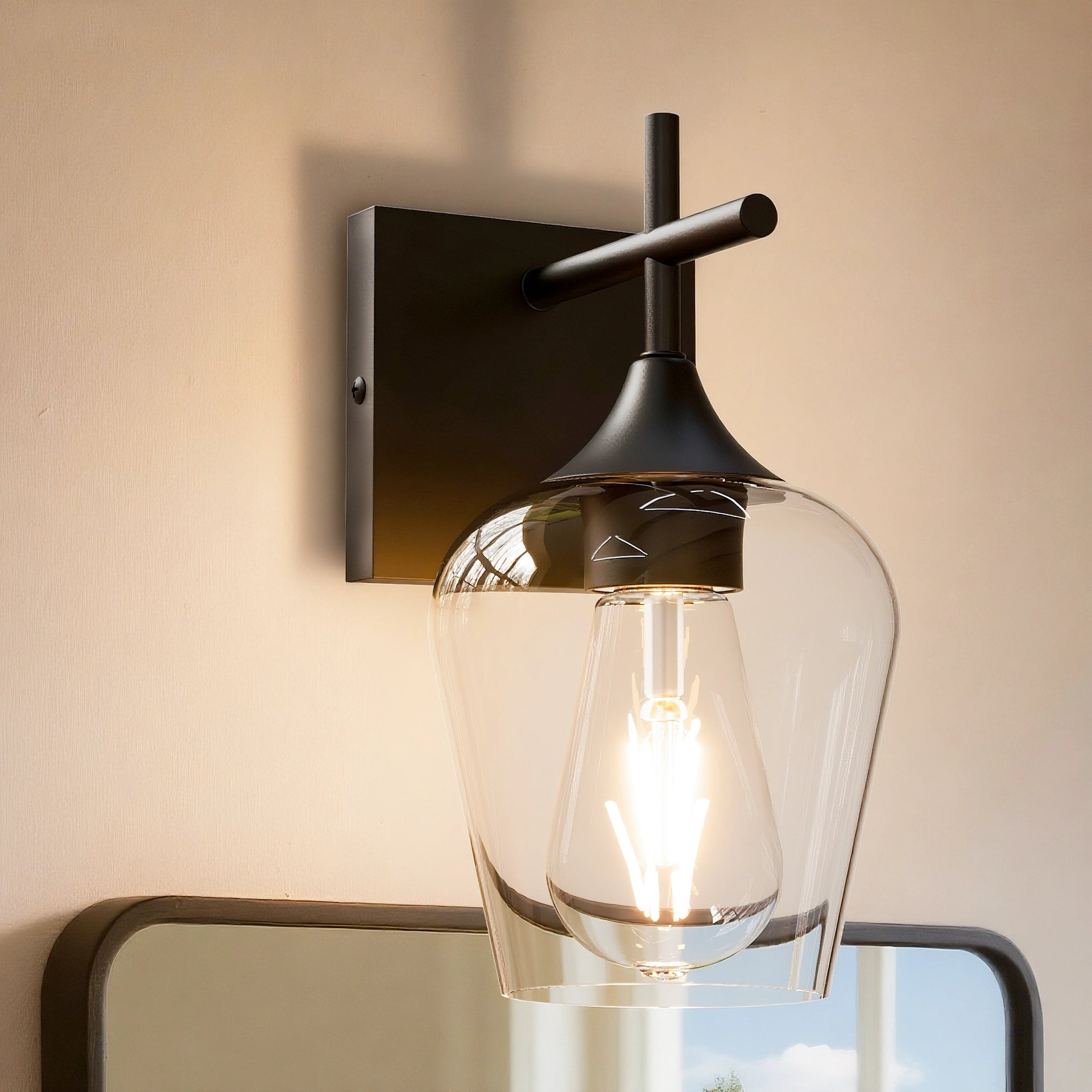 1-Light Bathroom Vanity Glass Wall Sconce