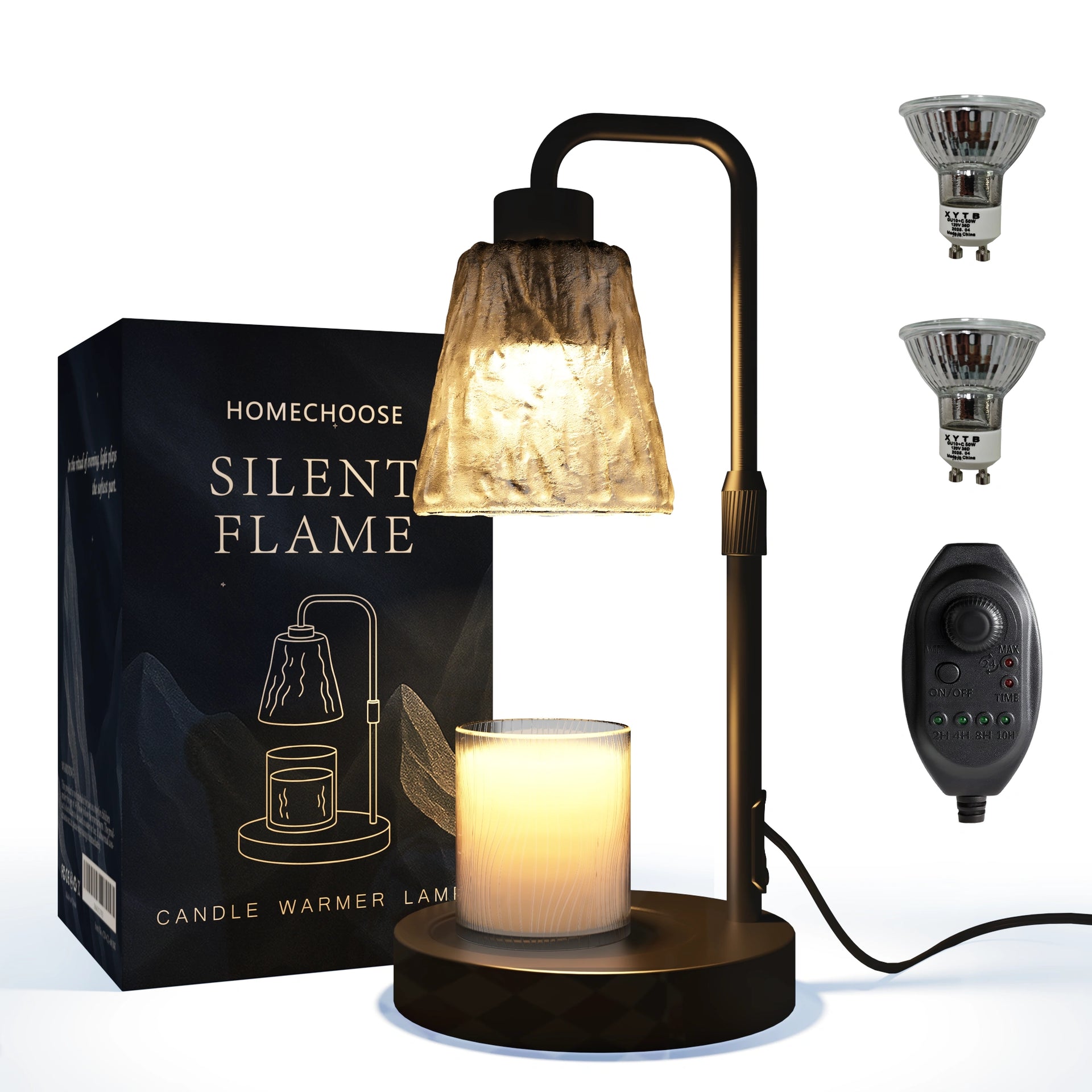 Candle Warmer Lamp with Timer, Height Adjustable Dimmable Candle Lamp Warmer for Jar Candles, Modern Wax Melts Warmer, Black Table Lamp Light Decor for Home Living Bedroom Farmhouse