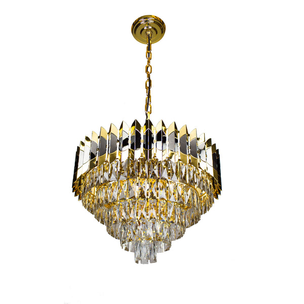 Black and Gold Chandelier Ceiling Light Modern 5-Tier 12 lights Round Crystal Chandelier Pendant Light Fixture 23.6" Chandelier Ceiling Lights For Living Room Dining Room Kitchen Table Hallway