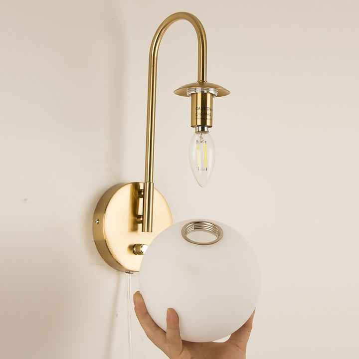 Beatihome Brass Gooseneck With White Shade Wall Sconce - Beatihome: Your Modern Home Choices