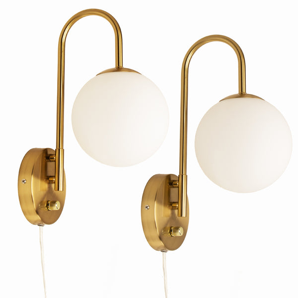 Beatihome Brass Gooseneck With White Shade Wall Sconce - Beatihome: Your Modern Home Choices