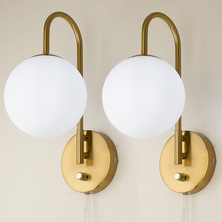 Beatihome Brass Gooseneck With White Shade Wall Sconce - Beatihome: Your Modern Home Choices