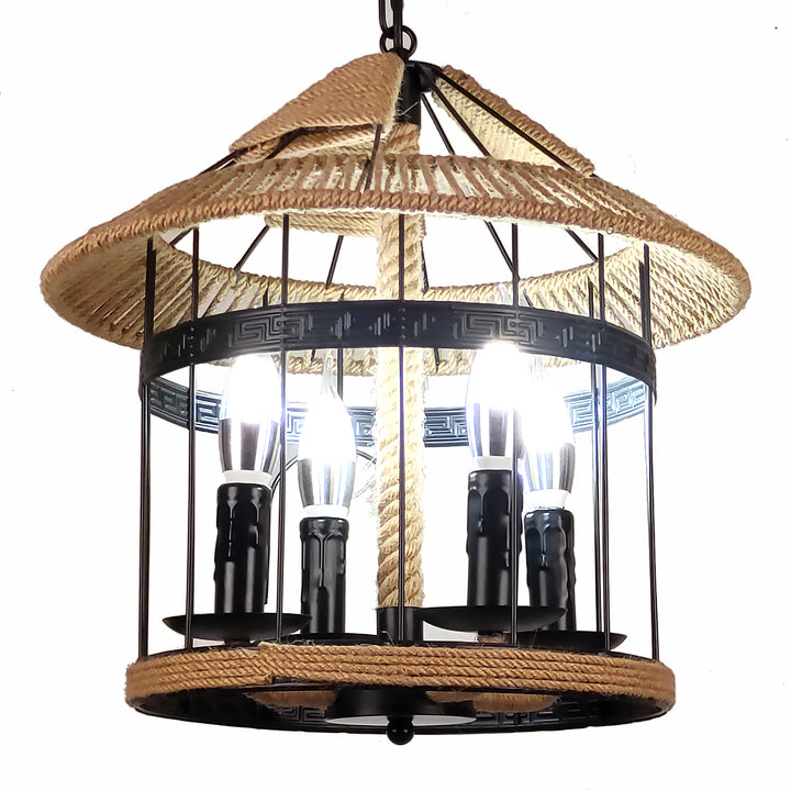 4-Light Industrial Vintage Cage Chandelier Pendant - Beatihome: Your Modern Home Choices