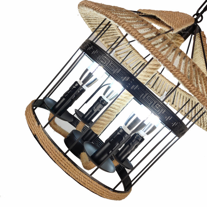 4-Light Industrial Vintage Cage Chandelier Pendant - Beatihome: Your Modern Home Choices