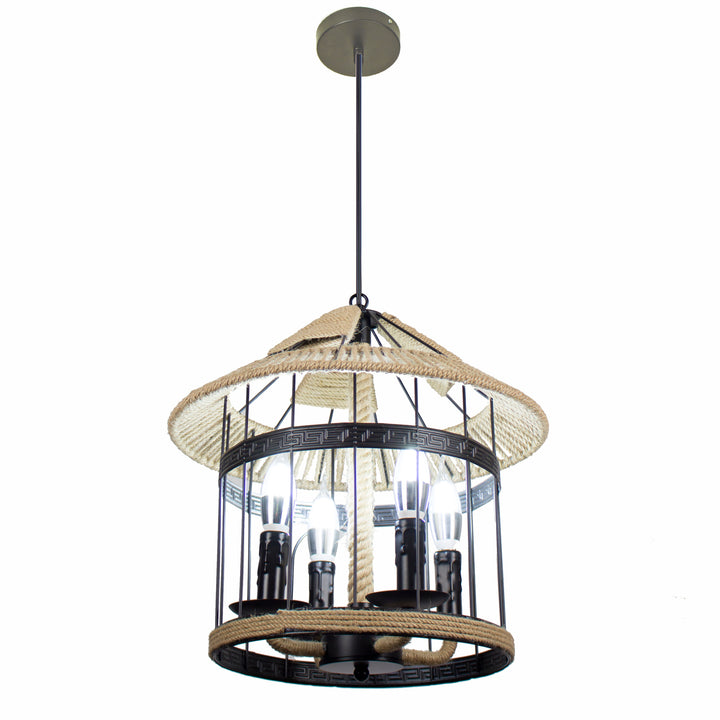 4-Light Industrial Vintage Cage Chandelier Pendant - Beatihome: Your Modern Home Choices