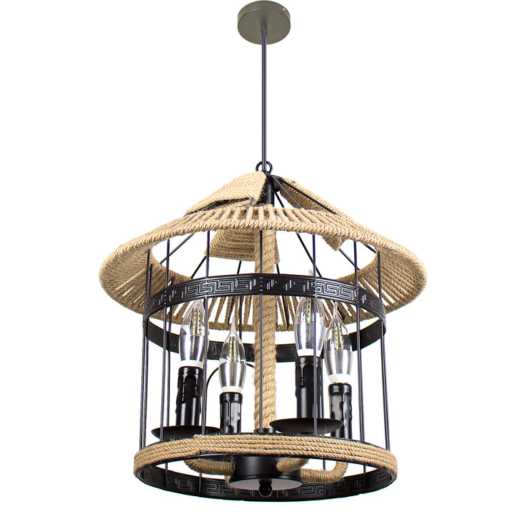 4-Light Industrial Vintage Cage Chandelier Pendant - Beatihome: Your Modern Home Choices