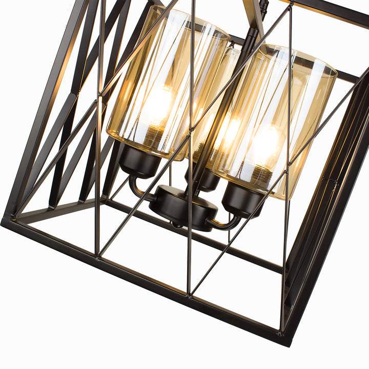 3-Light Industrial Pendant Lighting Square Chandelier - Beatihome: Your Modern Home Choices