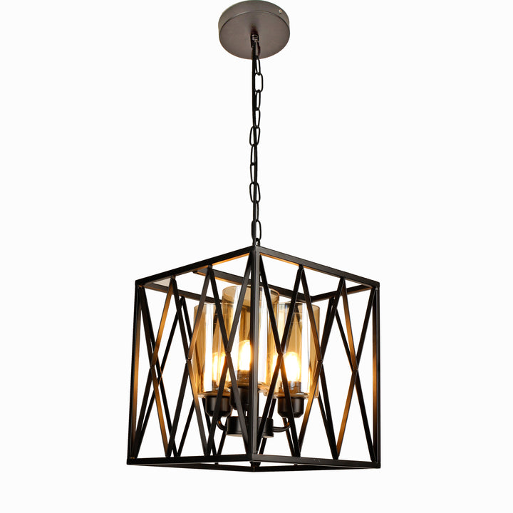 3-Light Industrial Pendant Lighting Square Chandelier - Beatihome: Your Modern Home Choices