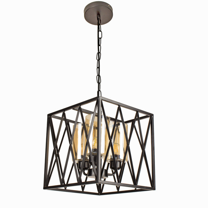 3-Light Industrial Pendant Lighting Square Chandelier - Beatihome: Your Modern Home Choices