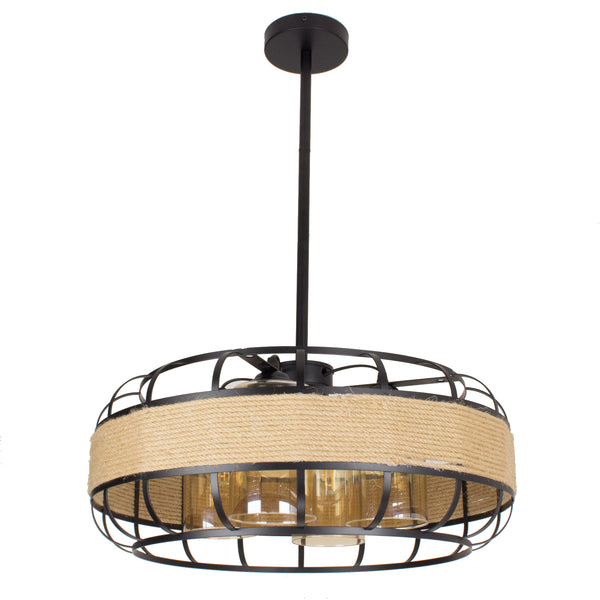 4-Lights Retro Farmhouse Light Fixtures,Black Industrial Ceiling Pendant,Dining Room Light Fixtures